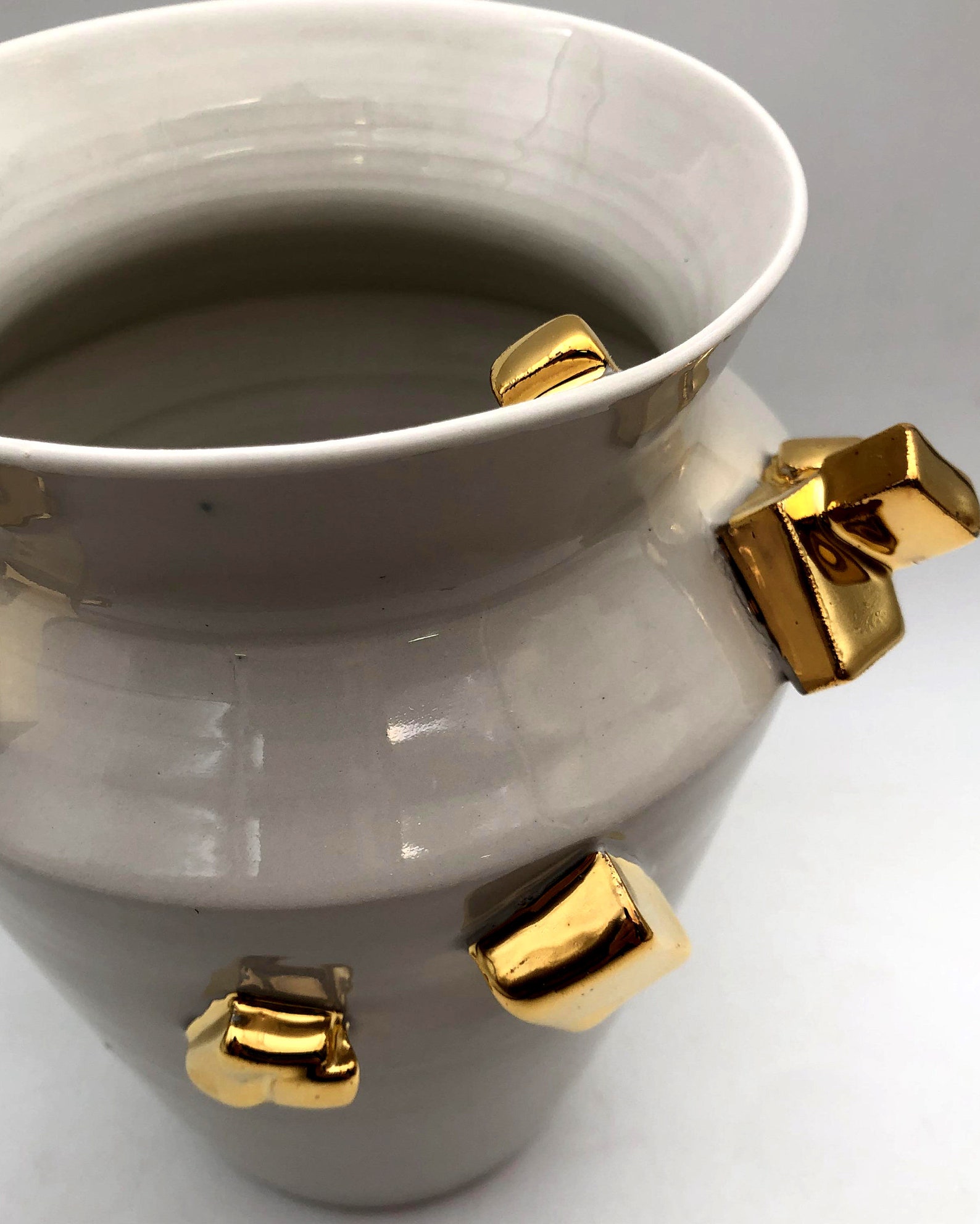 White Gold Vase, Decorative Vase, Porcelain Vase, Ceramic Art, Ceramic