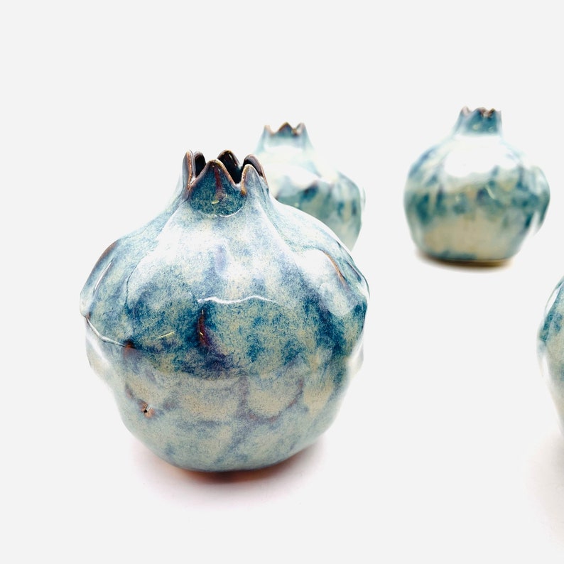 Handmade ceramic pomegranate, blue pomegranate, wedding gifts, decor pomegranate, interior decor, home decor, image 8