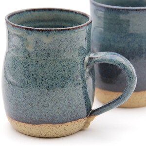 Couples thrown brown clay mug set, Ceramic Coffee Mug. Handmade Porcelain Mug. brown blue Stoneware Cup. Coffee Lovers. rustic Clay Mug image 2