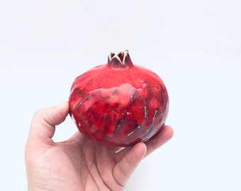 Handgemachte Keramik Granatapfel, roter Granatapfel, Hochzeitsgeschenke, Dekor Granatapfel, Wohnkultur, Kunst, Granatapfel Vase