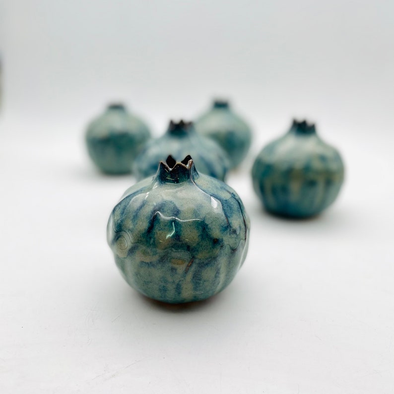 Handmade ceramic pomegranate, blue pomegranate, wedding gifts, decor pomegranate, interior decor, home decor, image 2