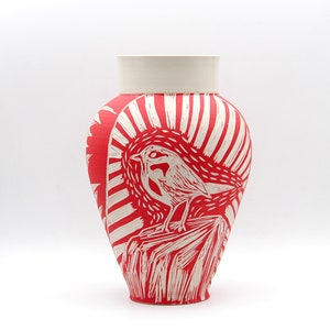 Leaves Vase, Painted Vase, Artistic Vase, Modern Vase, Ceramic Art, Pottery Vase, Ceramic Vase, Porcelain Vase, Botanical Vase, Nature Vase image 2