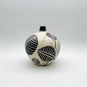 сeramic black&white vase bottle porcelain handmade