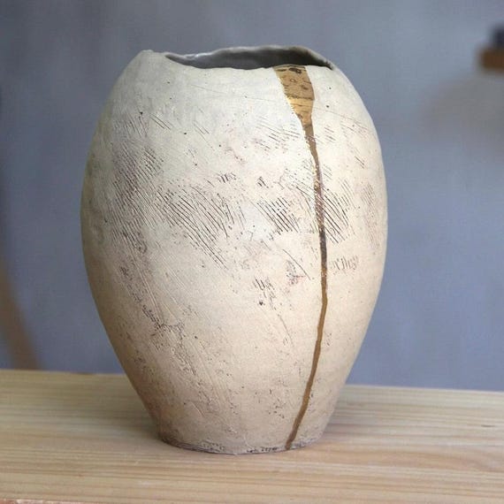 White Gold Vase, Large Vase, Ceramic Vase, Ceramic Decor, Artistic Vase, Minimalist Vase, Modern Vase, Boho Ceramic Vase, Handmade Vase