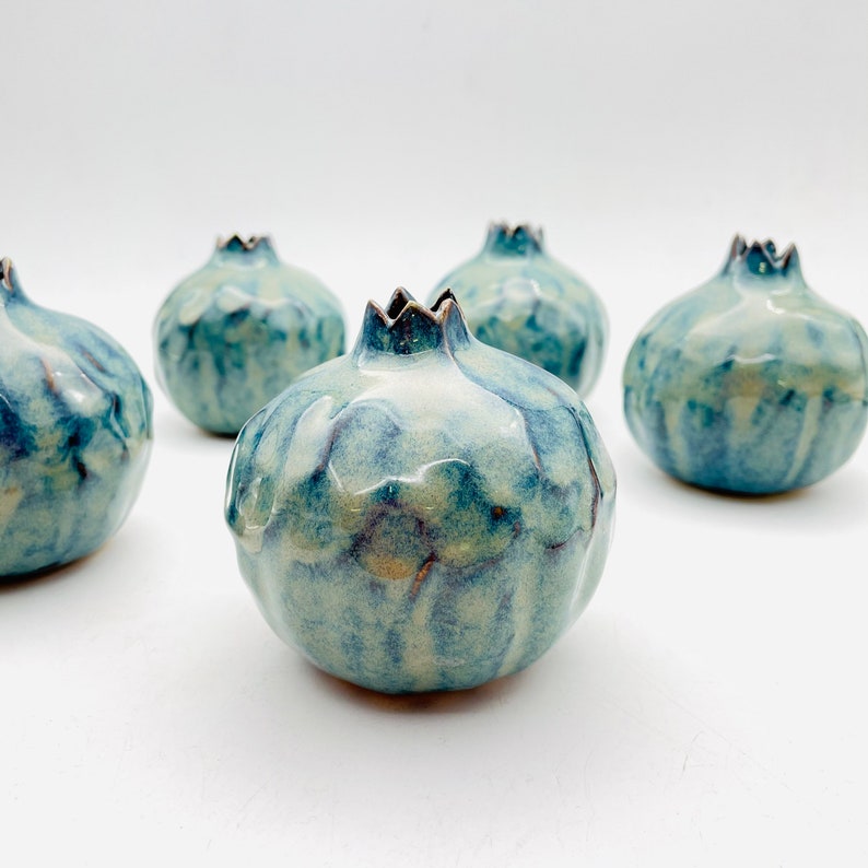 Handmade ceramic pomegranate, blue pomegranate, wedding gifts, decor pomegranate, interior decor, home decor, image 6