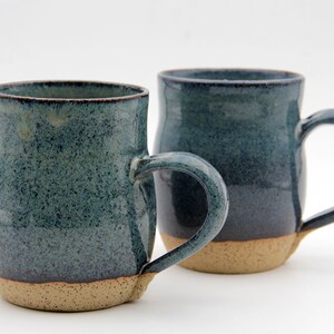 Couples thrown brown clay mug set, Ceramic Coffee Mug. Handmade Porcelain Mug. brown blue Stoneware Cup. Coffee Lovers. rustic Clay Mug image 3