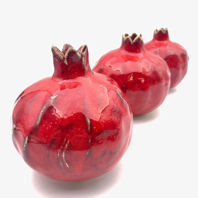 Handmade ceramic pomegranate, red pomegranate, wedding gifts, decor pomegranate, interior decor, home decor, image 3