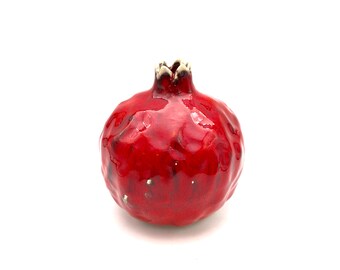 Handmade ceramic pomegranate, red pomegranate, wedding gifts, decor pomegranate vase