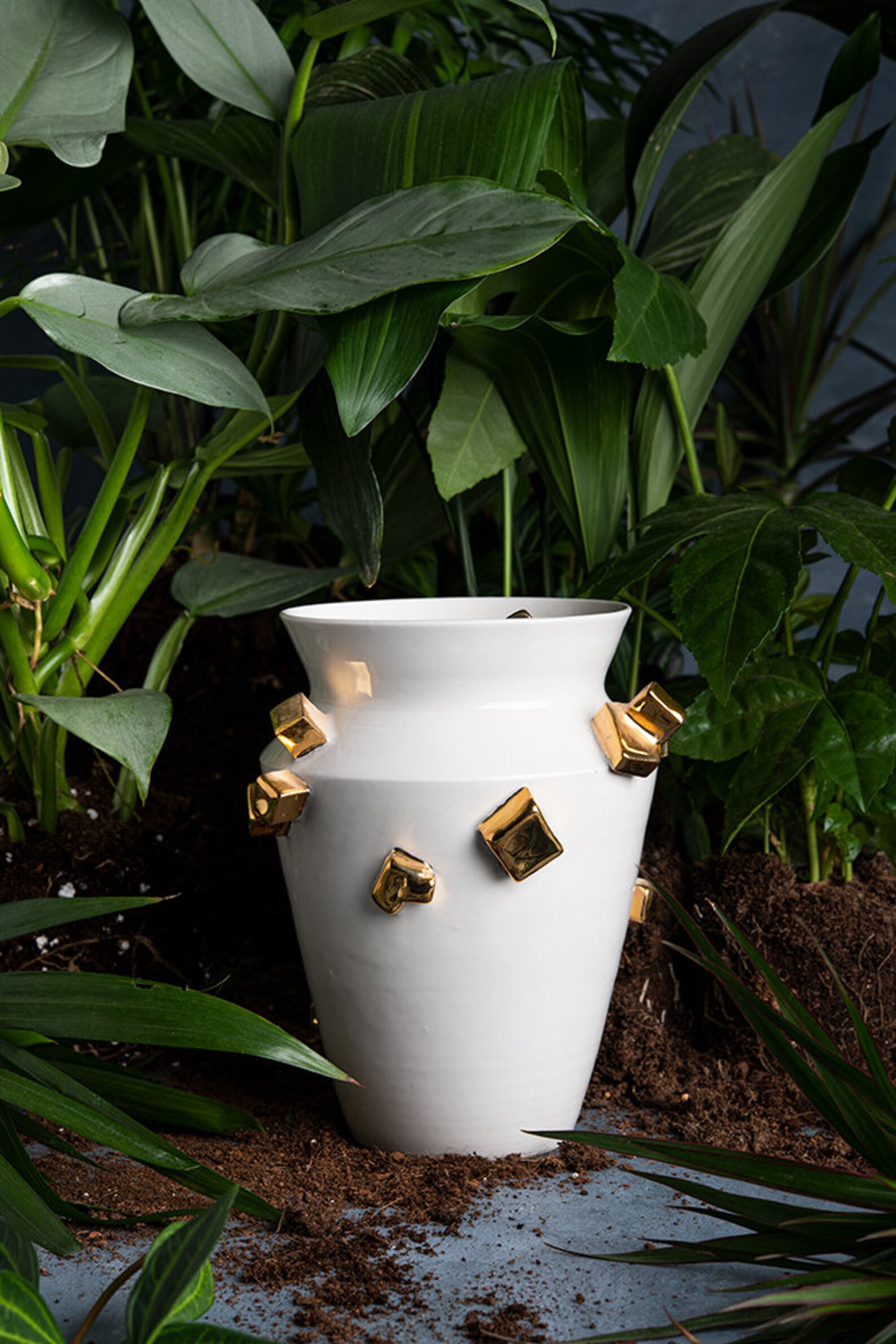 White Gold Vase Decorative Vase Porcelain Vase Ceramic Art Etsy