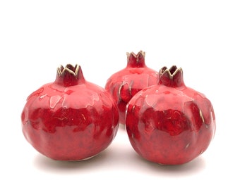 Handgemachte Keramik Granatapfel, roter Granatapfel, Hochzeitsgeschenke, Dekor Granatapfel, Innendekoration, Wohnkultur,