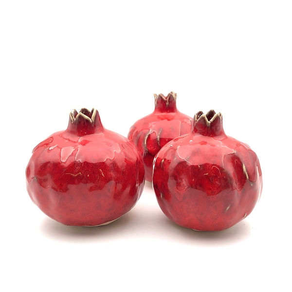 Handmade ceramic pomegranate, red pomegranate, wedding gifts, decor pomegranate, interior decor, home decor,