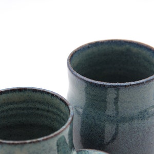 Couples thrown brown clay mug set, Ceramic Coffee Mug. Handmade Porcelain Mug. brown blue Stoneware Cup. Coffee Lovers. rustic Clay Mug image 6
