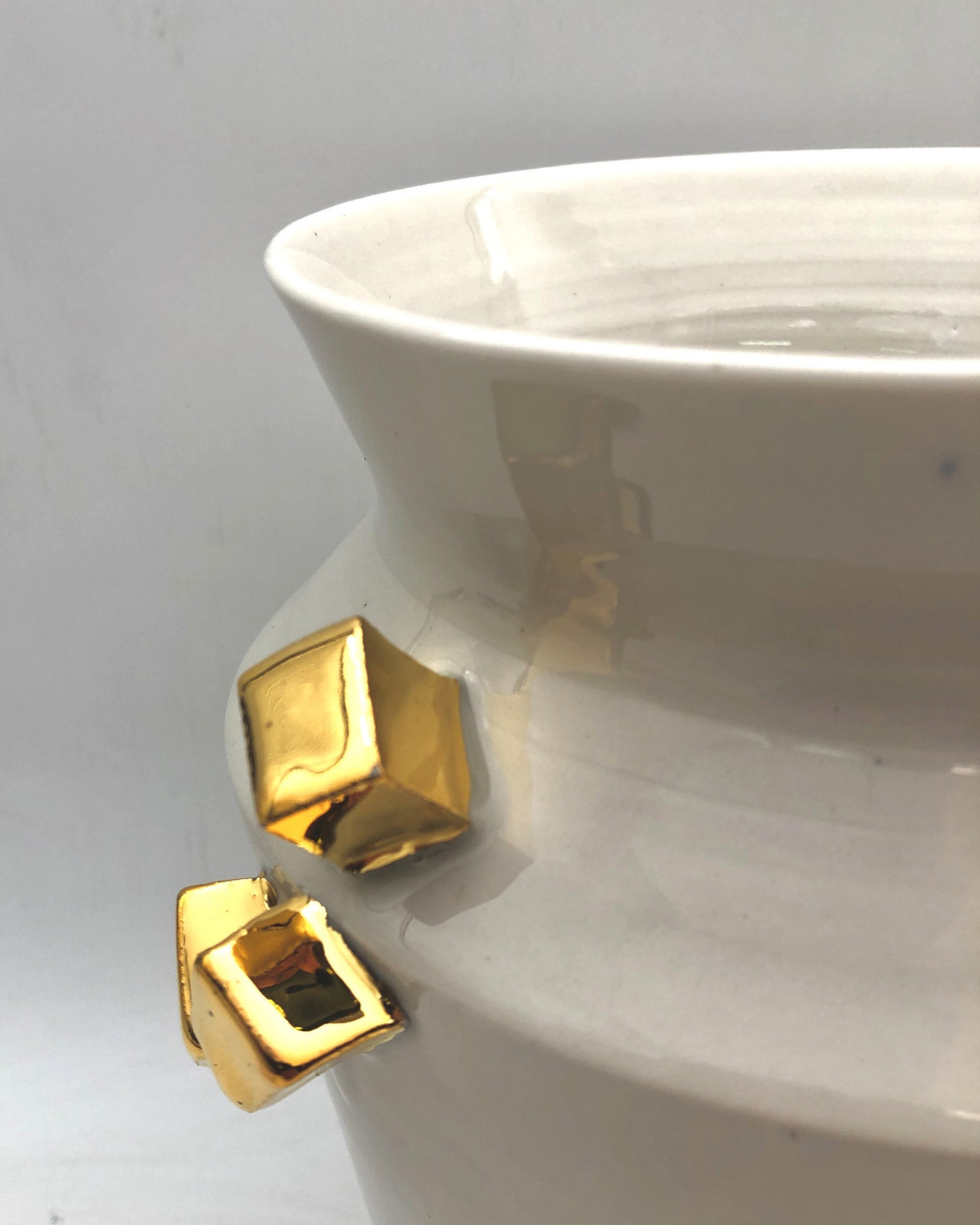 White Gold Vase, Decorative Vase, Porcelain Vase, Ceramic Art, Ceramic