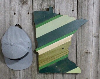 SALE!!  Minnesota State Reclaimed Wood Art - 16" x 14" - Handcrafted  Home Decor - Old Wood New Art  - Green - Rustic Decor