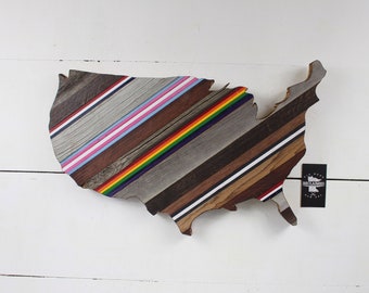 Reclaimed Wood USA - Diversity Colors - Pride Flag - Black Lives Matter - Trans Flag - American Flag - Old Wood New Art - Handcrafted