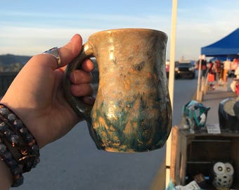 Oceanic blue ceramic coffee tea mug