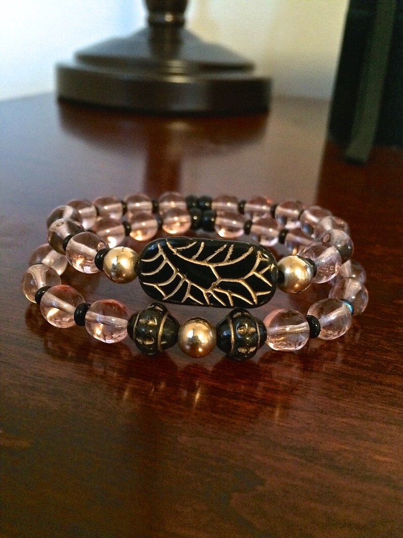 Georgia Peach Beadwork Bracelets Luxury Boho Bracelets 14kt Gold Beaded Bracelet Gemstone Bracelets Stacking Bracelets Made in the US