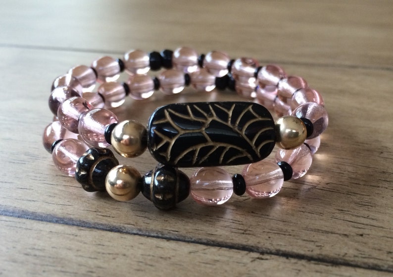 Georgia Peach Beadwork Bracelets Luxury Boho Bracelets 14kt Gold Beaded Bracelet Gemstone Bracelets Stacking Bracelets Made in the US