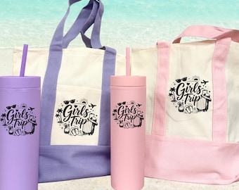 Girls Trip Gifts - Custom Tote Bags - Bachelorette Party - Girls Trip Tumblers