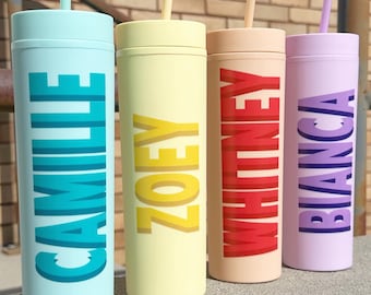 Personalized Shadow Font Tumbler, UV Printed Custom Name Cup