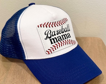 Baseball Mama Hat - Baseball Hat - Leather Patch Hat - Baseball Cap - Baseball Mom