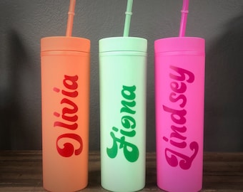 Personalized Bright Acrylic Tumbler: Retro Party Favor