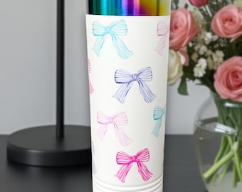 Bow Tumbler – UV Printed Insulated 22 oz, Coquette Cottagecore
