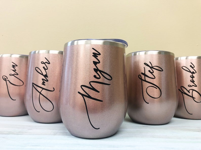 Rose Gold Wine Tumblers Rose Gold Wine Glass Personalized Etsy