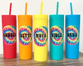 Personalized Tie Dye Tumbler | Custom Name Acrylic Cup