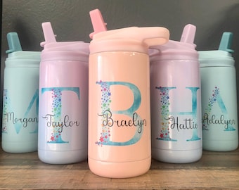 Personalized Water Bottles, Kids Tumbler, Flip Top Water Bottles, Gifts for Kids, Insulated Bottle, Double Wall Tumbler, Rainbow Tumbler