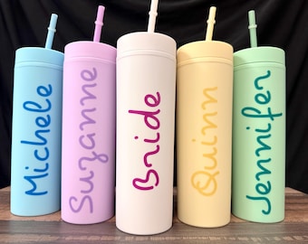 Custom Tumblers with Lid and Straw - Personalized Cups - Skinny Tumblers - 16 ounce Tumblers