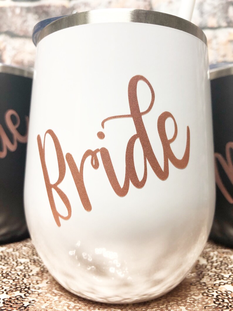 Personalized Wine Glass Rose Gold Metal Wine Tumbler Etsy
