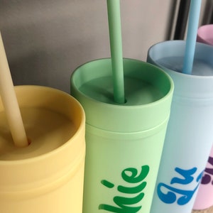 Personalized Tumblers with Lid and Straw, Pastel Tumblers, Bachelorette Party Favors image 10