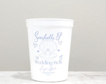 Seashells and Wedding Bells Stadium Cups - Bachelorette Party Cups - Bachelorette Party Favors - Bridesmaid Proposal