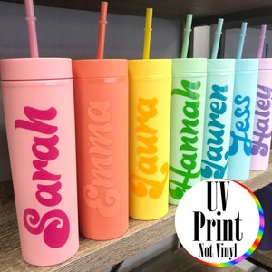 Personalized Tumblers with Lid and Straw, Pastel Tumblers, Bachelorette Party Favors image 1