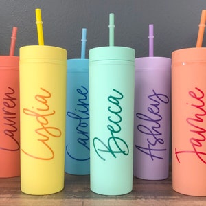 Personalized Cups, Rainbow Tumblers, Acrylic Tumblers, Birthday Party Favors, Bachelorette Party, Family Vacation, Girls Trip