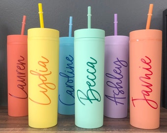 Personalized Cups, Rainbow Tumblers, Acrylic Tumblers, Birthday Party Favors, Bachelorette Party, Family Vacation, Girls Trip