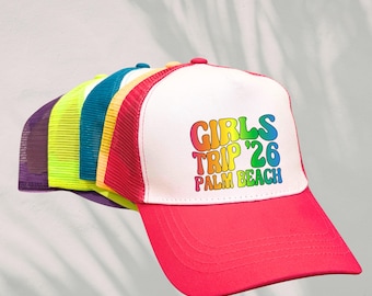 Girls Trip Hats - Customizable Vacation Hats - Mesh Trucker Hats - Girls Trip Gifts