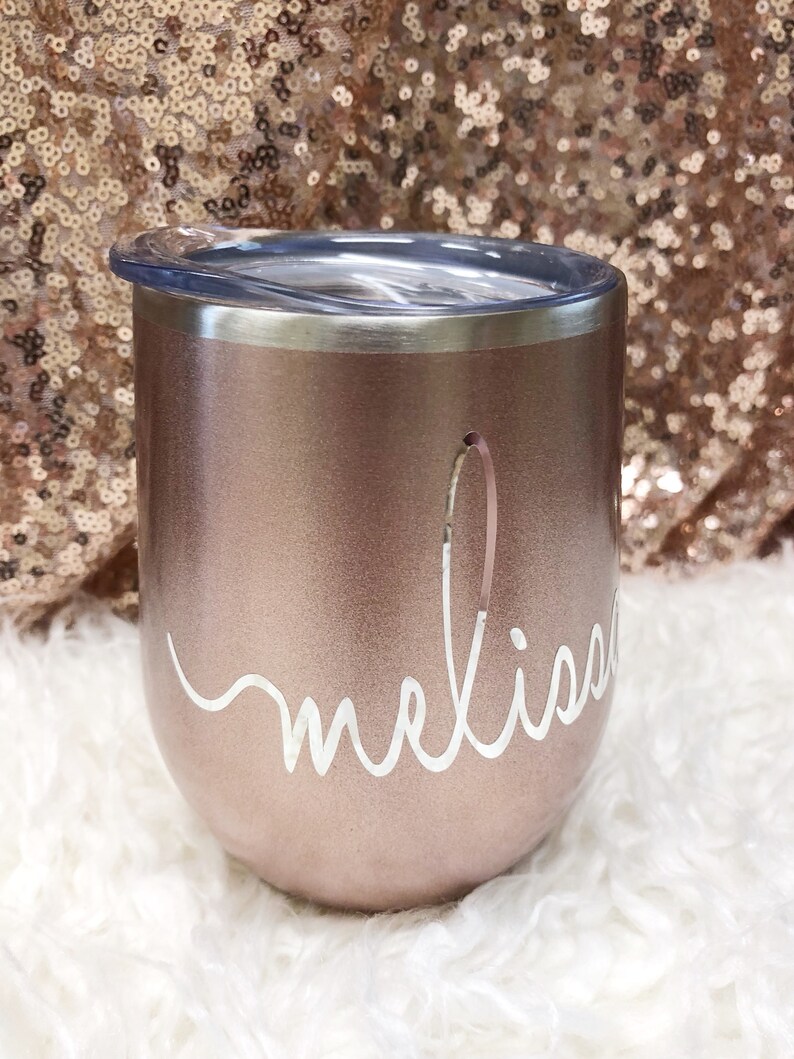 Rose Gold Wine Tumblers Rose Gold Wine Glass Personalized Etsy