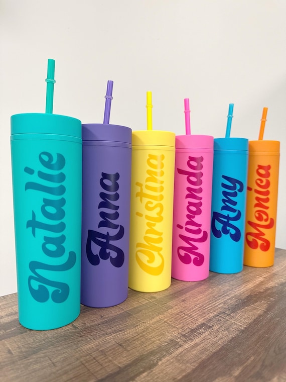 Personalized Tumblers with Lid and Straw, Pastel Tumblers, Bachelorette Party Favors, Custom Cups, Bridesmaid Proposal Gifts, 16 oz Tumblers