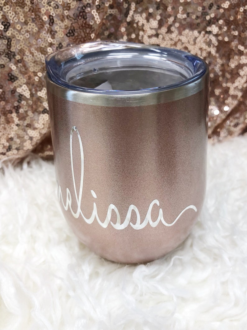 Rose Gold Wine Tumblers Rose Gold Wine Glass Personalized Etsy