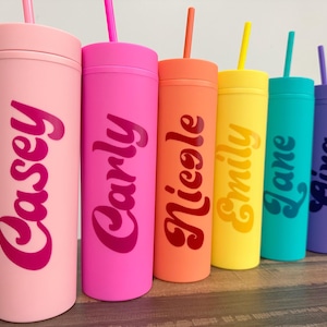 Personalized Tumblers with Lid and Straw, Pastel Tumblers, Bachelorette Party Favors