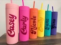 Personalized Tumblers with Lid and Straw, Pastel Tumblers, Bachelorette Party Favors, Custom Cups, Bridesmaid Proposal Gifts, 16 oz Tumblers