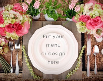 Download Free Styled Stock Photography / Plates / Mockup / Menu / Wedding Menu / Place Setting / Table Stetting / JPEG Digital Image / StockStyle-465 PSD Template