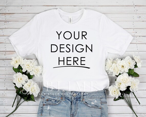 Bella Canvas 3001 Unisex White Shirt Mock Up Bella Canvas Etsy