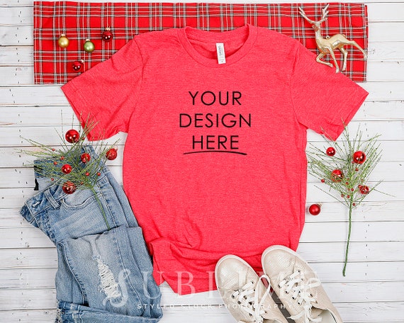 Christmas T Shirt Mockup Bella Canvas 3001 Unisex Mock Up Etsy