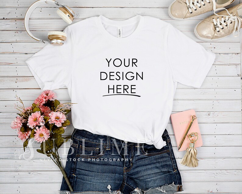 Download Bella Canvas 3001 White Unisex T-Shirt Mock up T-Shirt ...