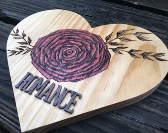 Woodburned Rose Wall Decor