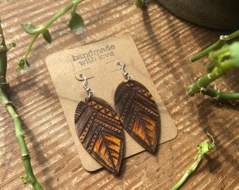 Woodburned Earrings Autumn Inspired