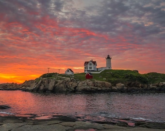 Nubble Lighthouse, York, Maine Sunrise,  Color Photograph 2